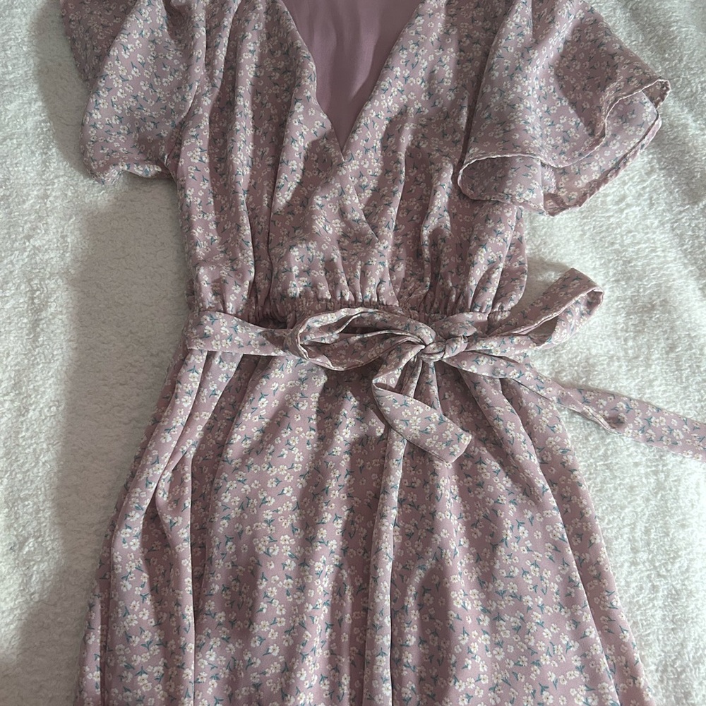 Floral Pink Wrap Dress